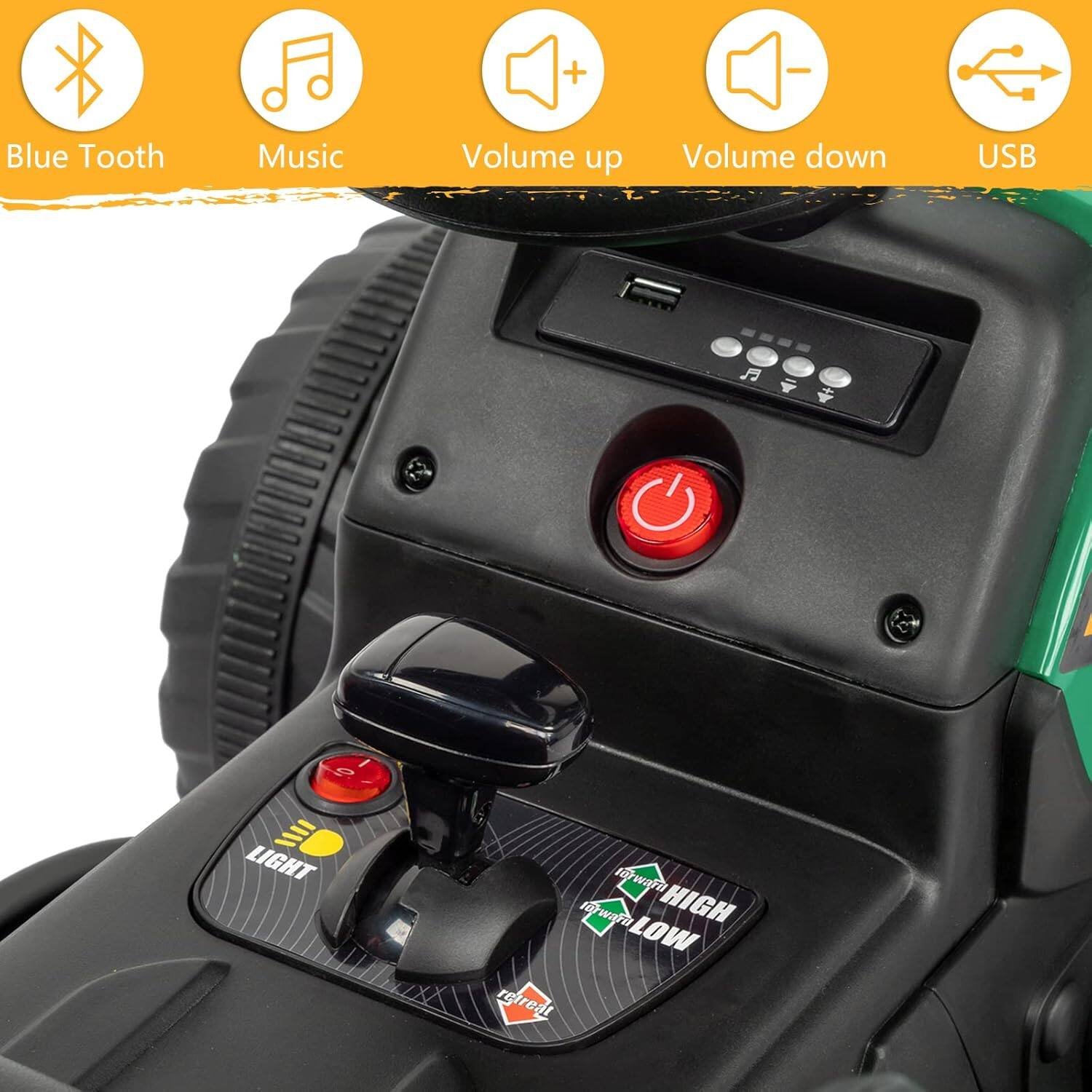 - Blue Tooth
- Music
- Volume up
- Volume down
- USB

- LIGHT
- HIGH
- LOW