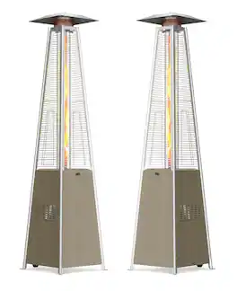 HUGROVE - 89-Inch 48,000 BTU Outdoor Pyramid Patio Heater, Propane Heater Outdoor with Wood-Grain Finish for Patio Deck Backyard - 2 Khaki Heaters