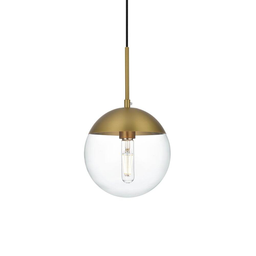 Back. Living District - Eclipse 8 Inch Pendant Clear Shade in Chrome - Satin Gold And Clear.