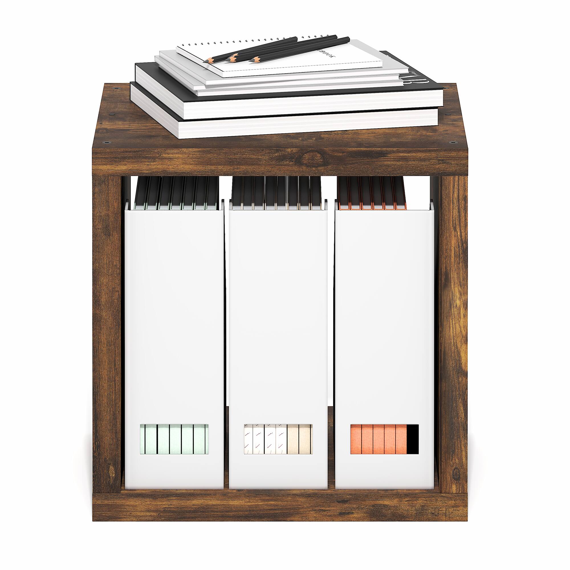 Alt View 4. Furinno - CUBICLE Book Shelf, Stackable Bookshelf, Cube Storage Organizer Bookcase, for Living Room, Bedroom, Home Office - Amber Pine.