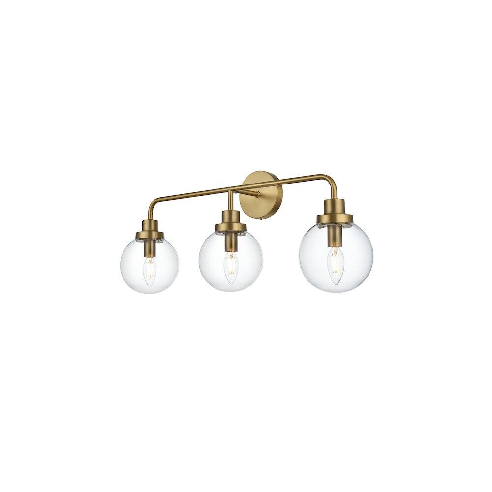 Left. Living District - Hanson 28 inch Wall Sconce in Satin Gold - Satin Gold And Clear.