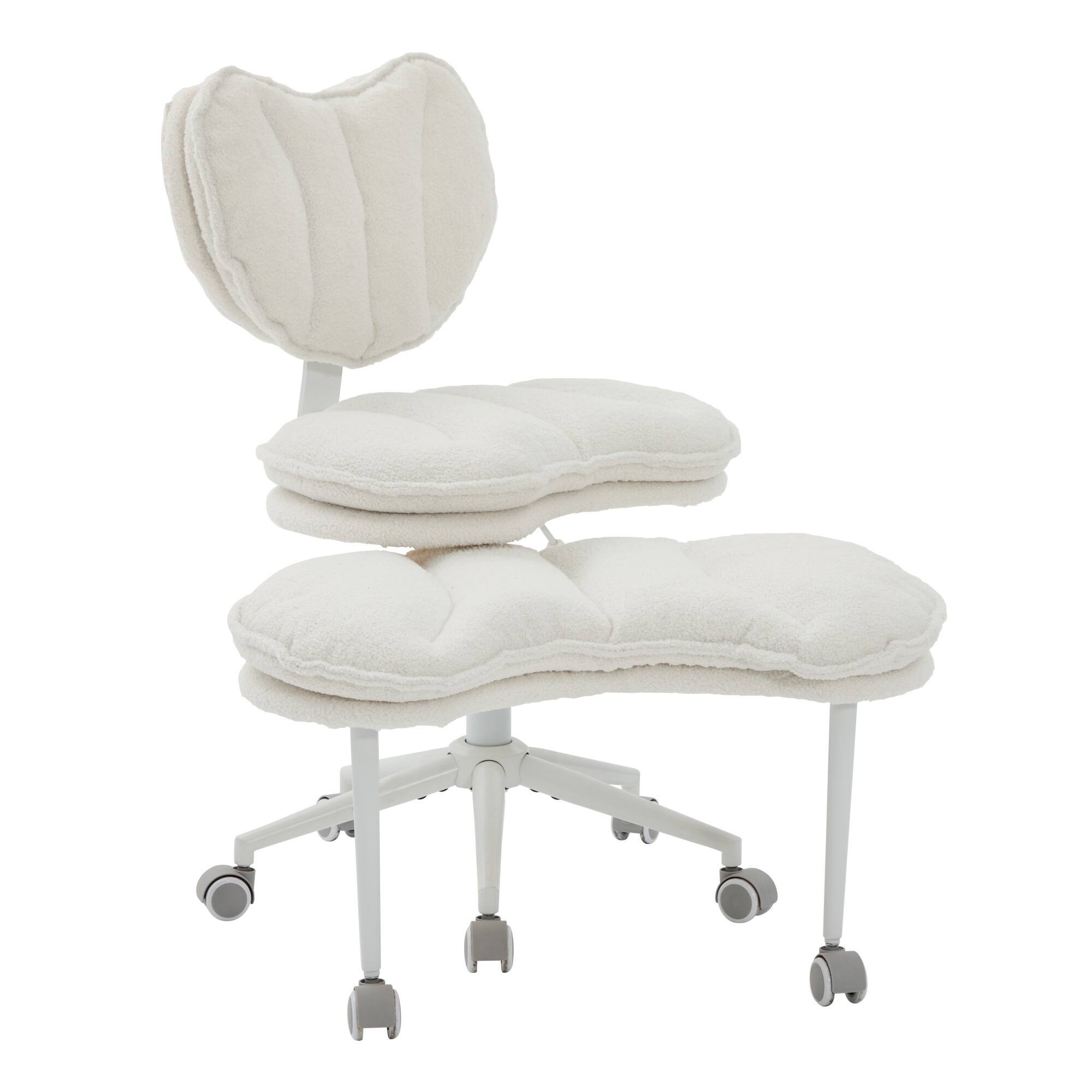 Alt View 2. Forest'nSky - Adjustable Floor Meditation Chair - Cross-Legged Stool with Lumbar Support & Double Padding,Ivory - Ivory.