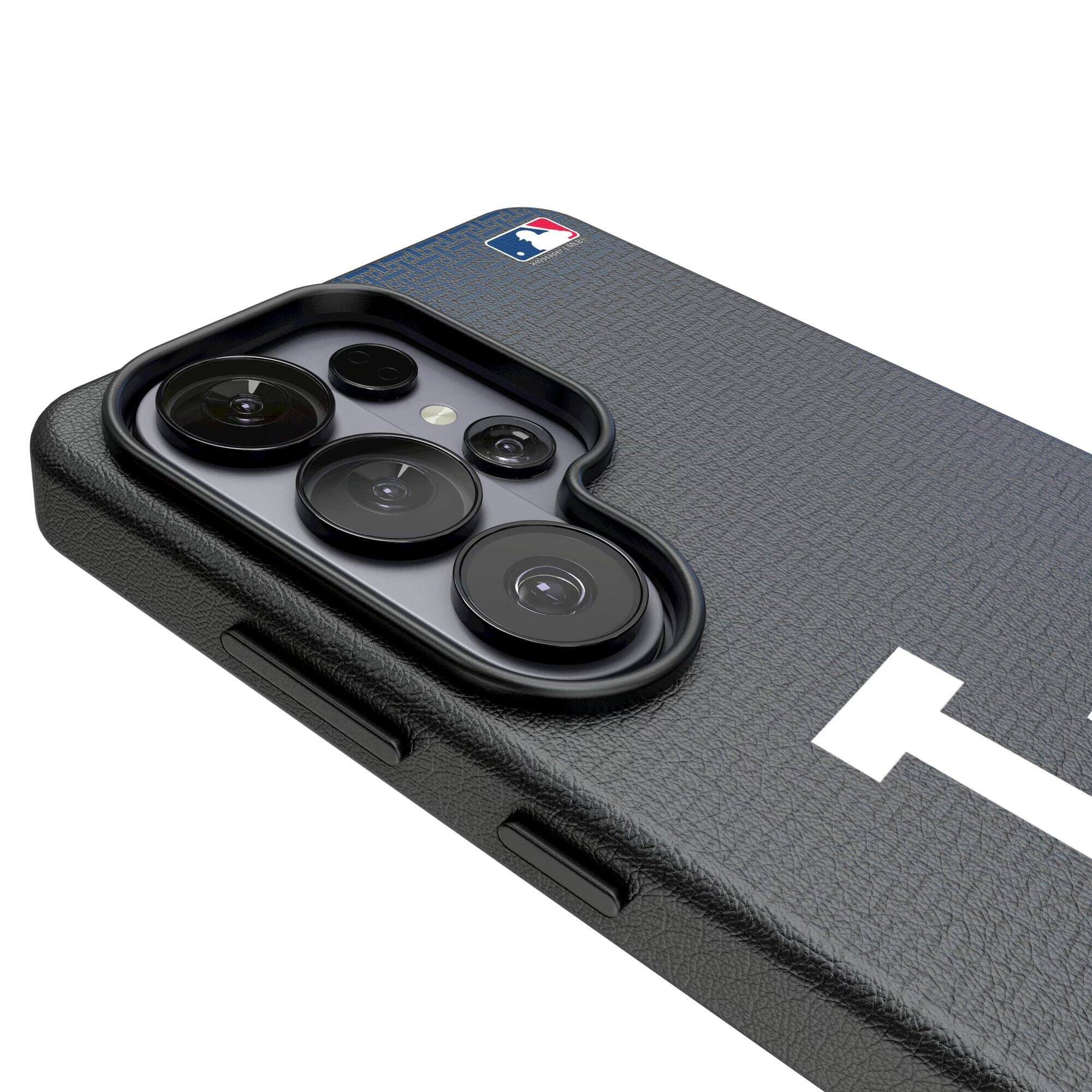 Alt View 2. Keyscaper - Los Angeles Dodgers Linen Galaxy Magnetic Bump Case - S24 - Black.