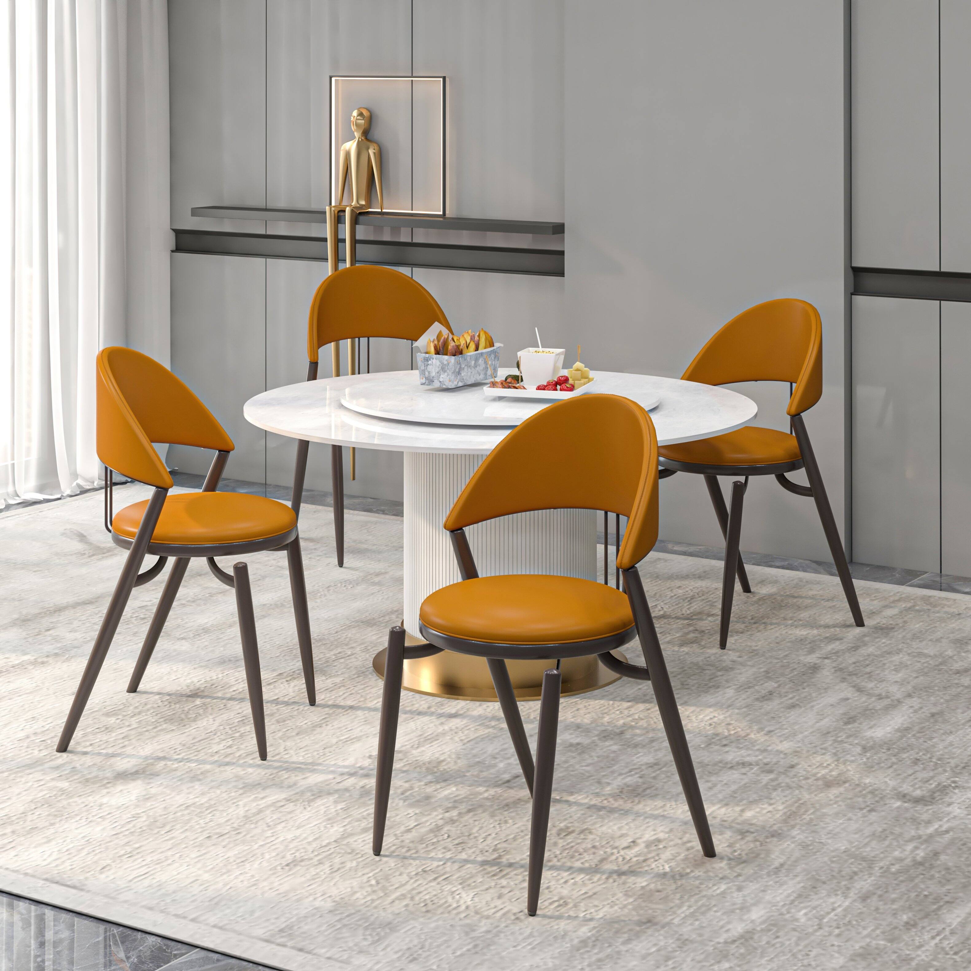 Angle. LeisureMod - Venice 2-PCS Upholstered Leather Accent Chair for Dining Room & Kitchen - Light Brown.