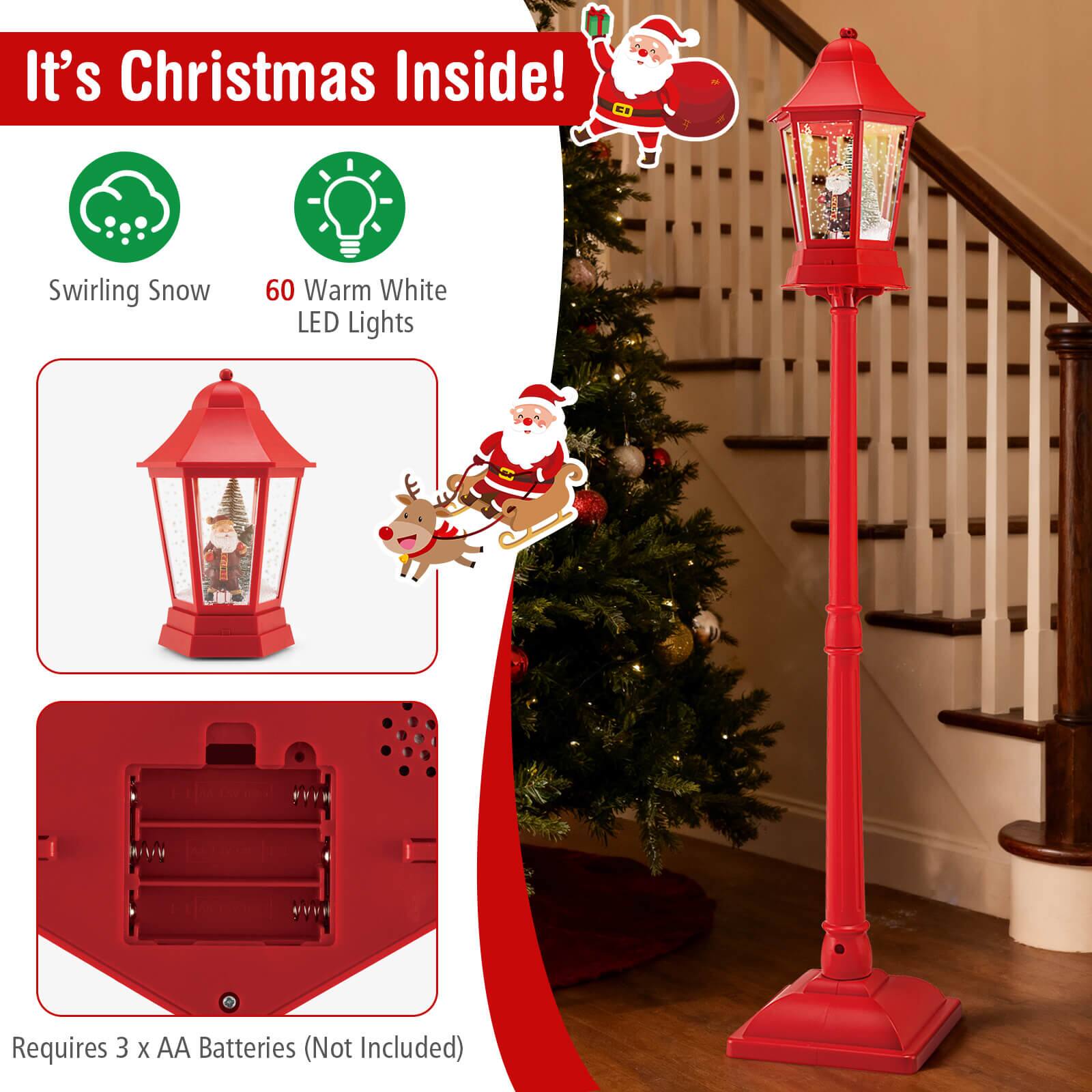 It's Christmas Inside!

- Swirling Snow
- 60 Warm White LED Lights
- Requires 3 x AA Batteries (Not Included)