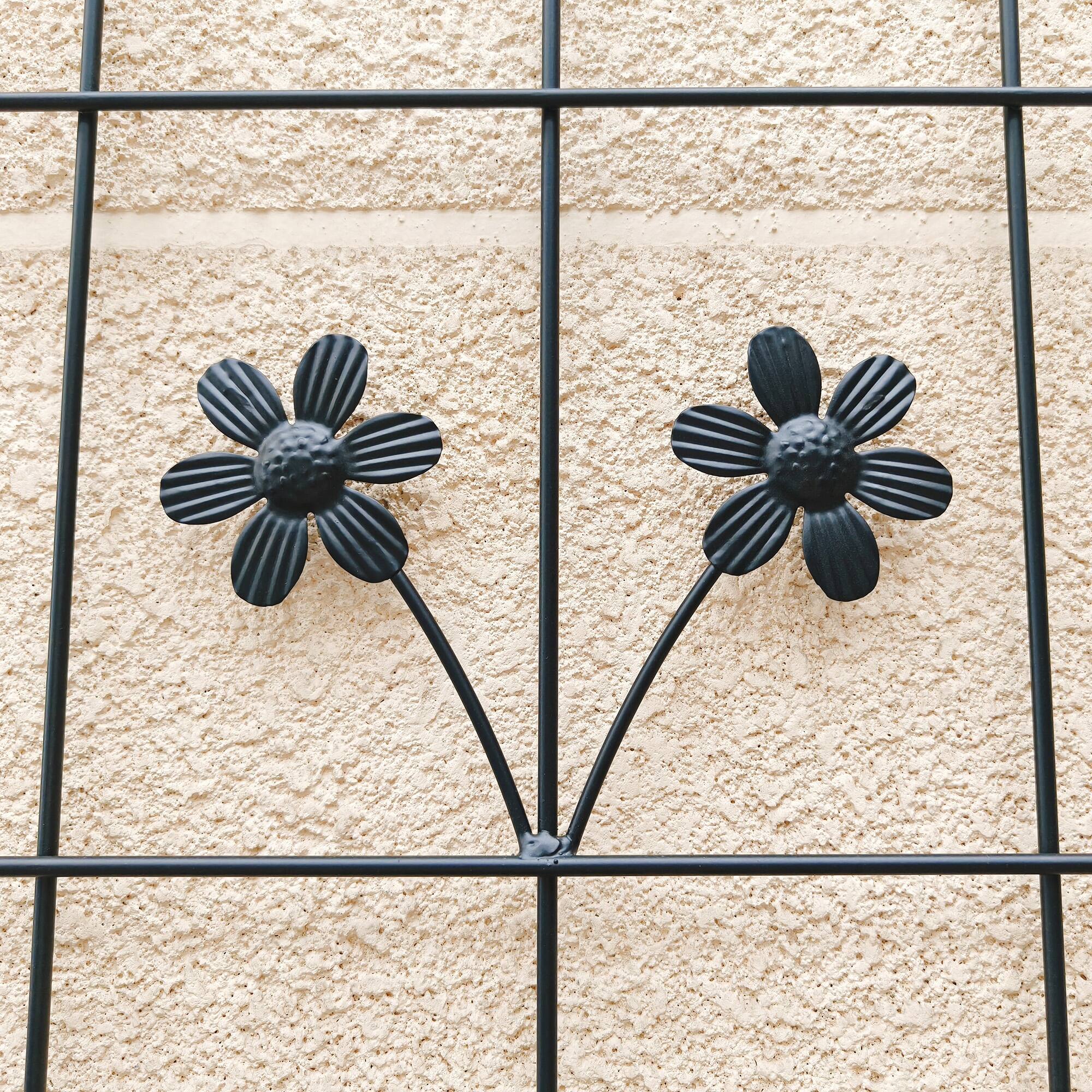 Alt View 5. Loheer - 4-Pack Metal Garden Trellis Panels for Climbing Plants, Outdoor Flower Support, Iron Construction - Black.