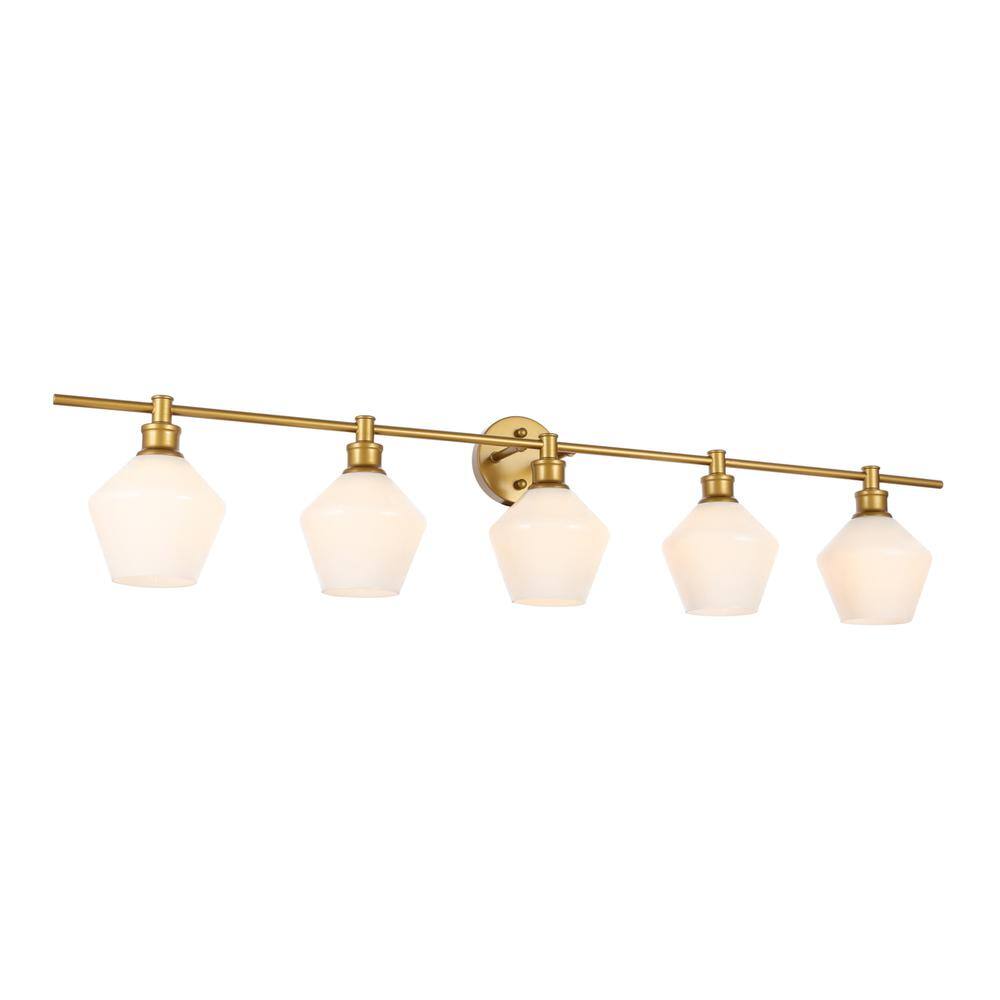 Back. Living District - Gene 5 light Brass and Frosted white glass Wall sconce - Brass And Frosted White Glass.