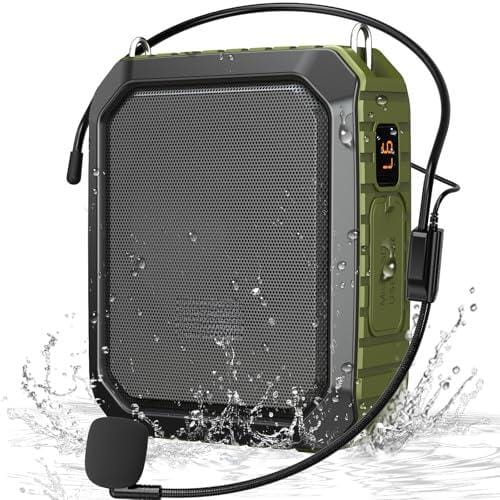 Pacoar Cade - Voice Amplifier Teacher Portable Microphone Megaphone Wired Mic Headset Ipx5 Waterproof Rechargeable Systems Tour Guide - Green
