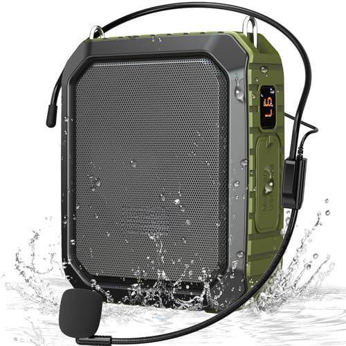 Front. Pacoar Cade - Voice Amplifier Teacher Portable Microphone Megaphone Wired Mic Headset Ipx5 Waterproof Rechargeable Systems Tour Guide - Green.