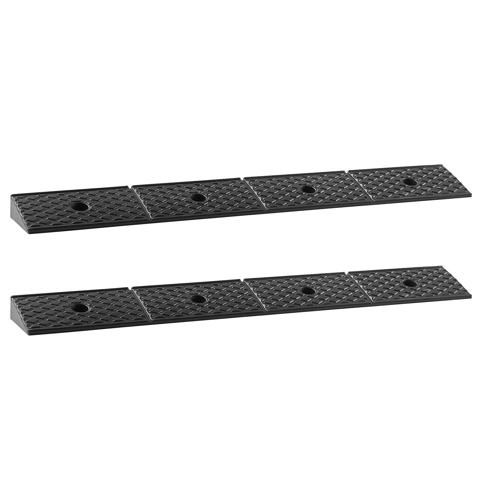 Alt View 5. VEVOR - Rubber Curb Ramp, 33069 lbs Load Capacity, 2 Inches Rise Height Heavy Duty Rubber Threshold Ramp with Drainage Tank - Black.