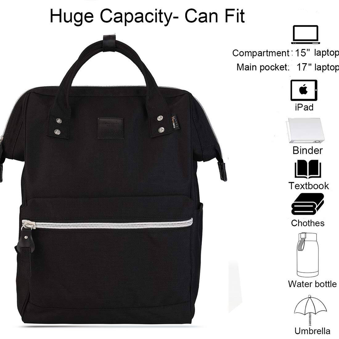 Back. Cozy Serene - Large Travel Backpack With Laptop Compartment 17 Inch Roomy Bag College For Women men not Include Usb Port 1882 black - 1882-brown-Large.