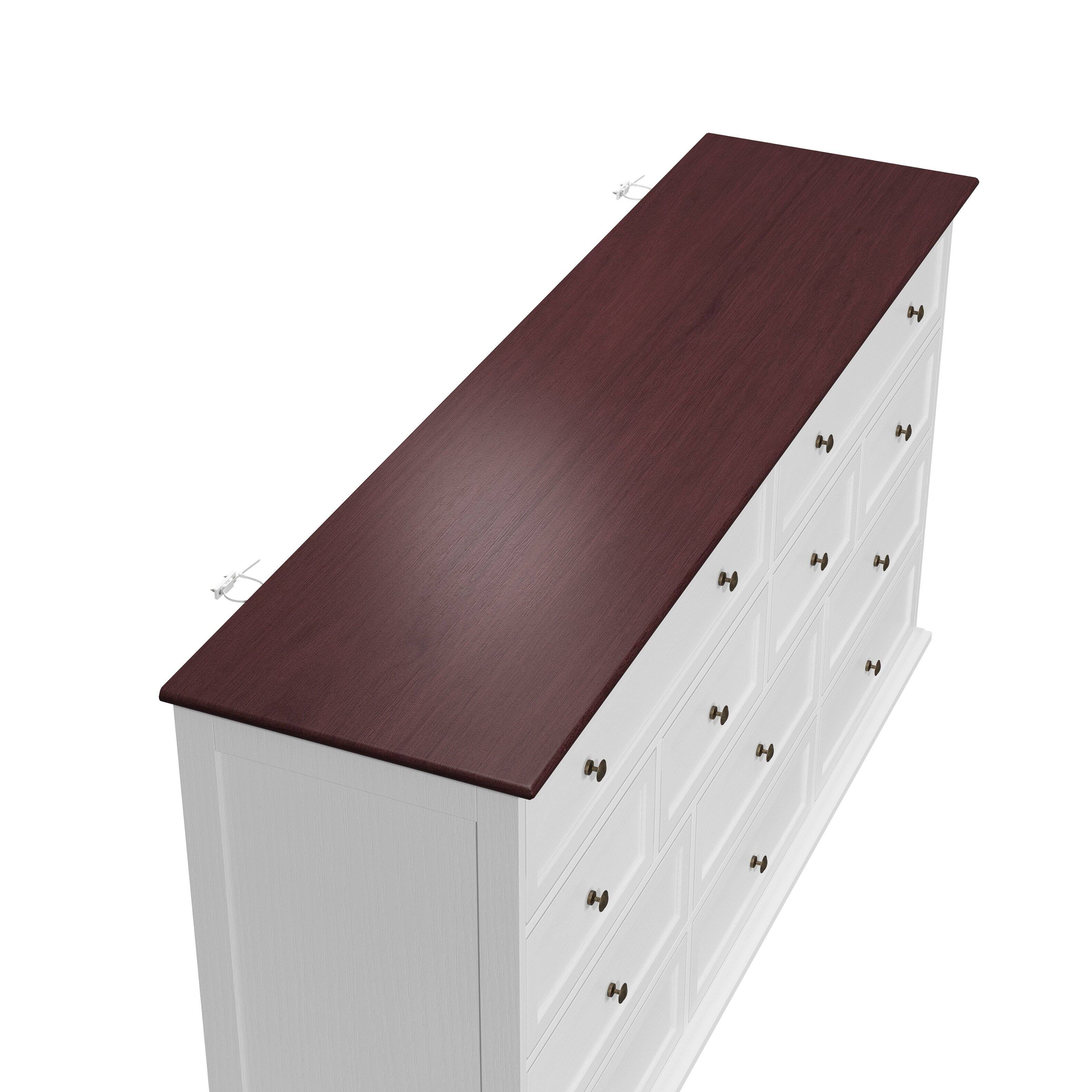 Alt View 1. Famapy - 12-Drawer Wide Dresser for Bedroom, European-Style Chest of Drawers with Quiet-Glide Slides - White & Cherry Brown.