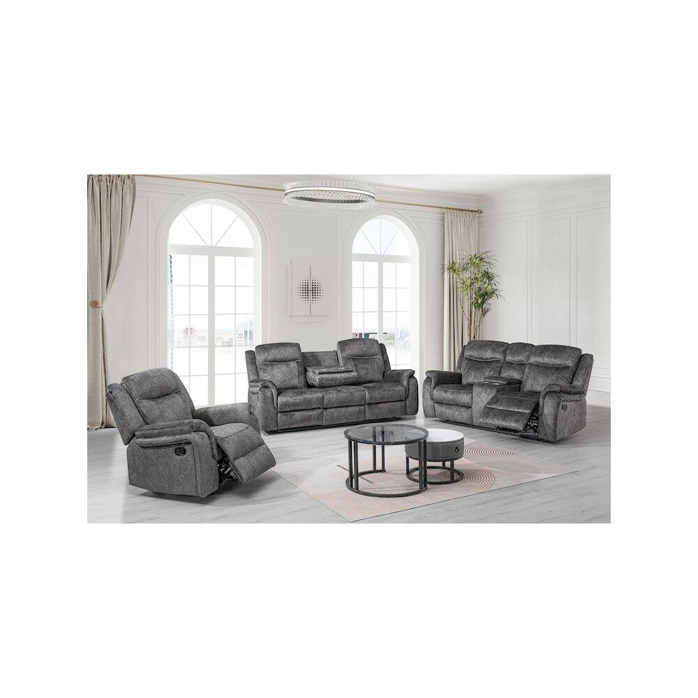 Alt View 2. New Classic Furniture - Park City Glider Recliner-Slate - Grey.