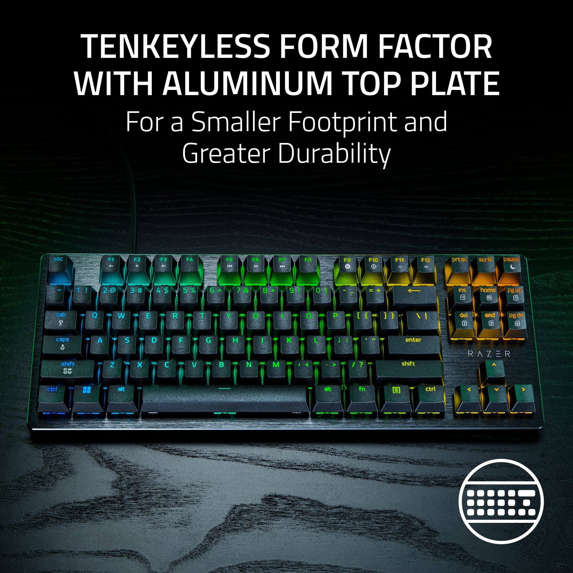 TENKEYLESS FORM FACTOR WITH ALUMINUM TOP PLATE  
For a Smaller Footprint and Greater Durability