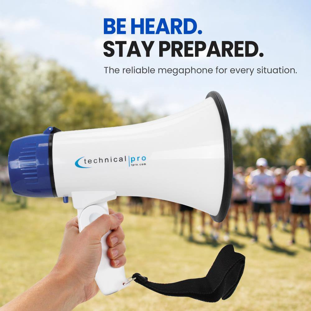 BE HEARD.  
STAY PREPARED.  
The reliable megaphone for every situation.  
technical pro  
tpro.com