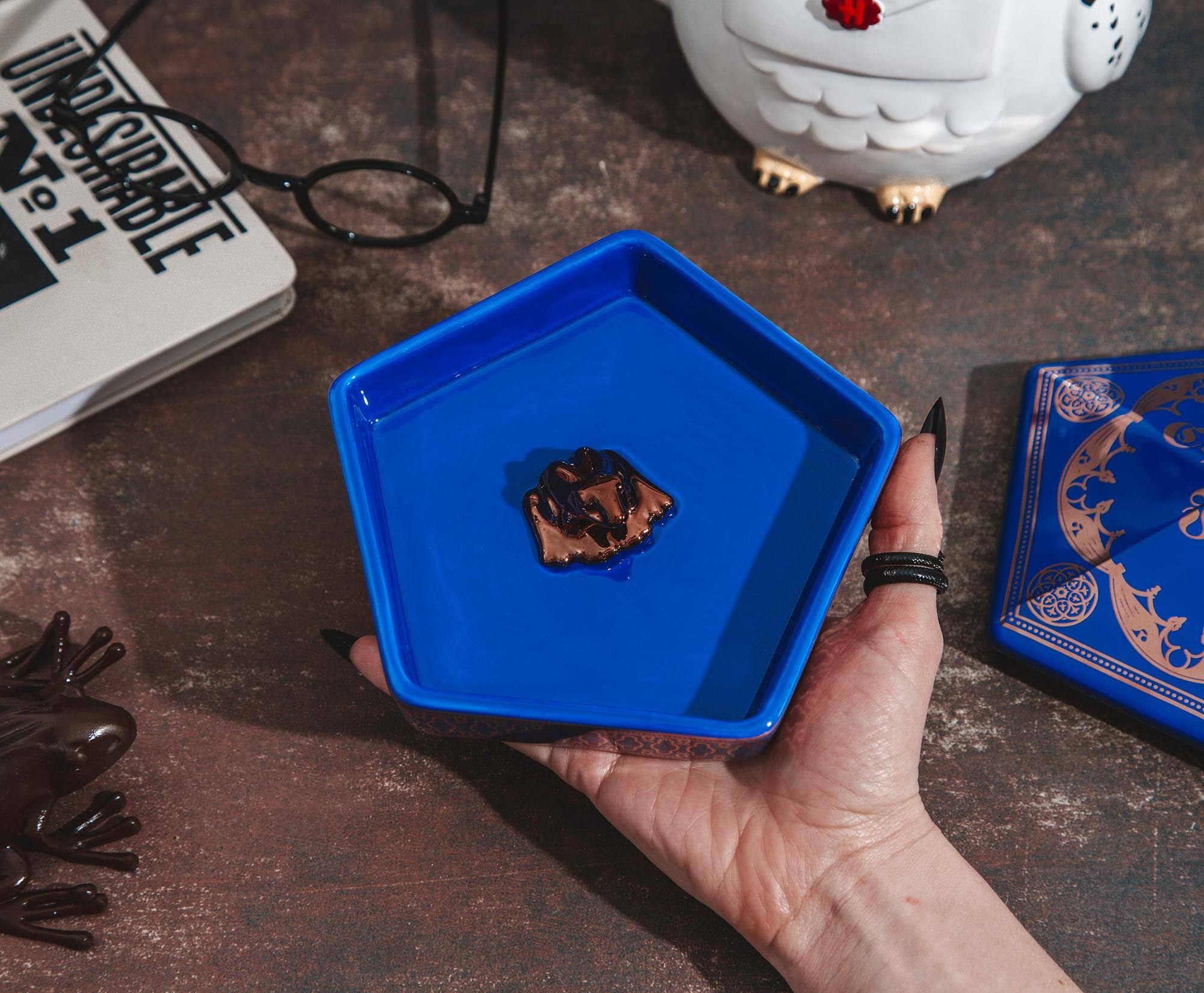 Alt View 4. Ukonic - Harry Potter Chocolate Frog Ceramic Trinket Tray Dish - Blue.