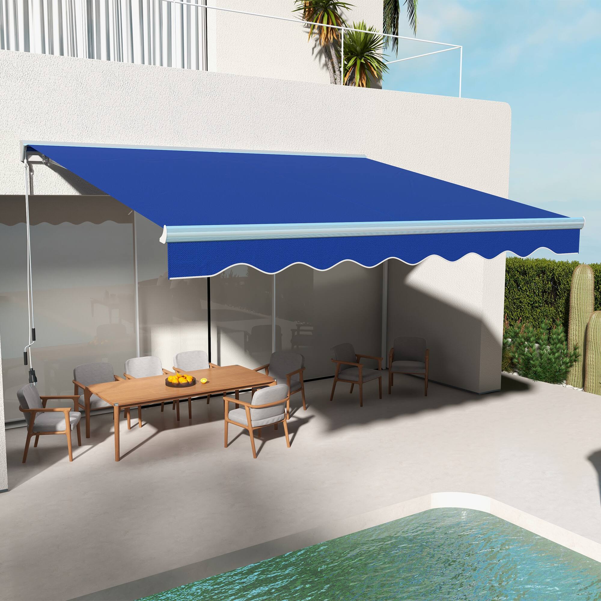 Alt View 1. Outsunny - x 10' Electric Awning - Blue.