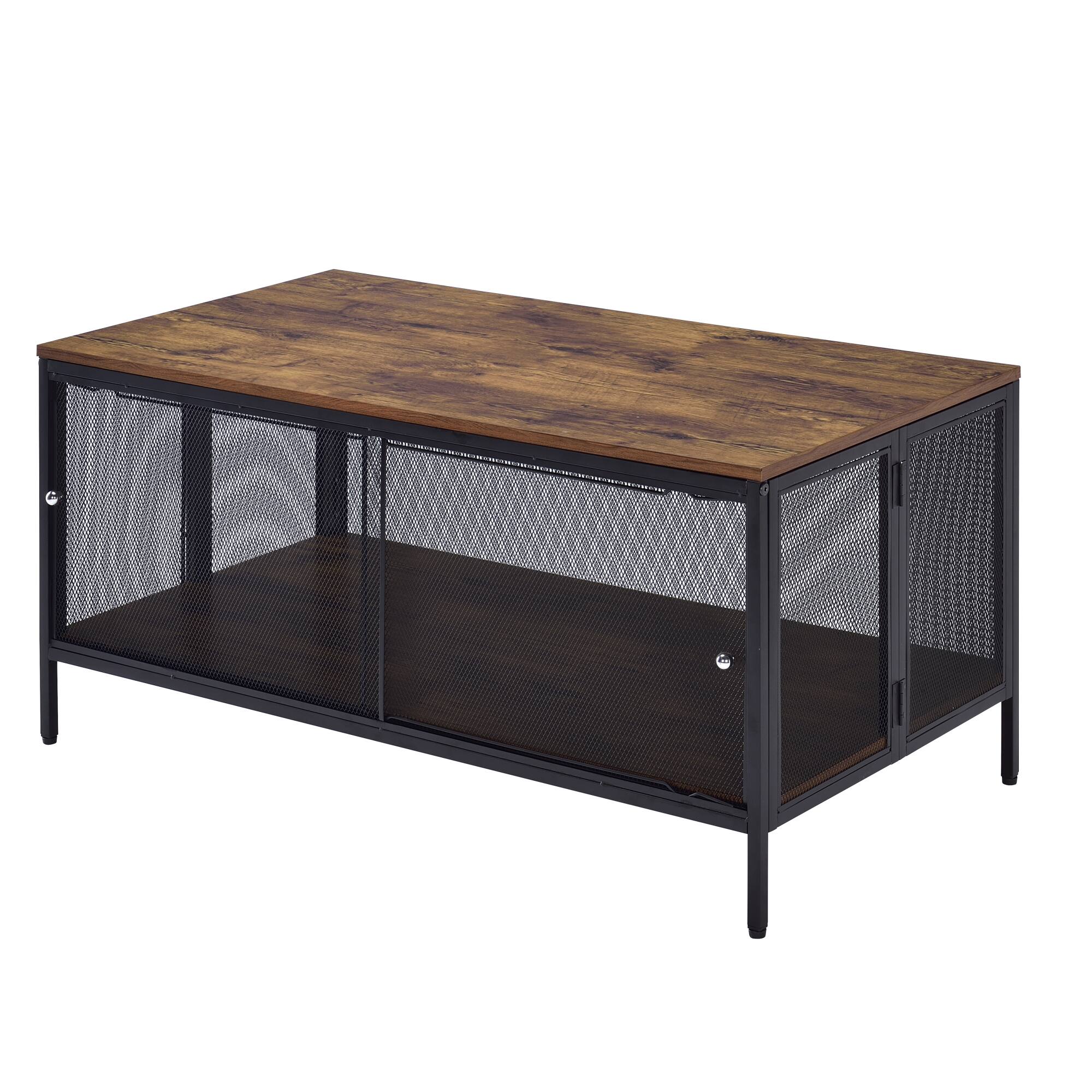 Alt View 2. GOODSILO - Antique Oak and Black Finish Foldable Coffee Table with Storage Compartment for Living Room Decor - Black+Oak.