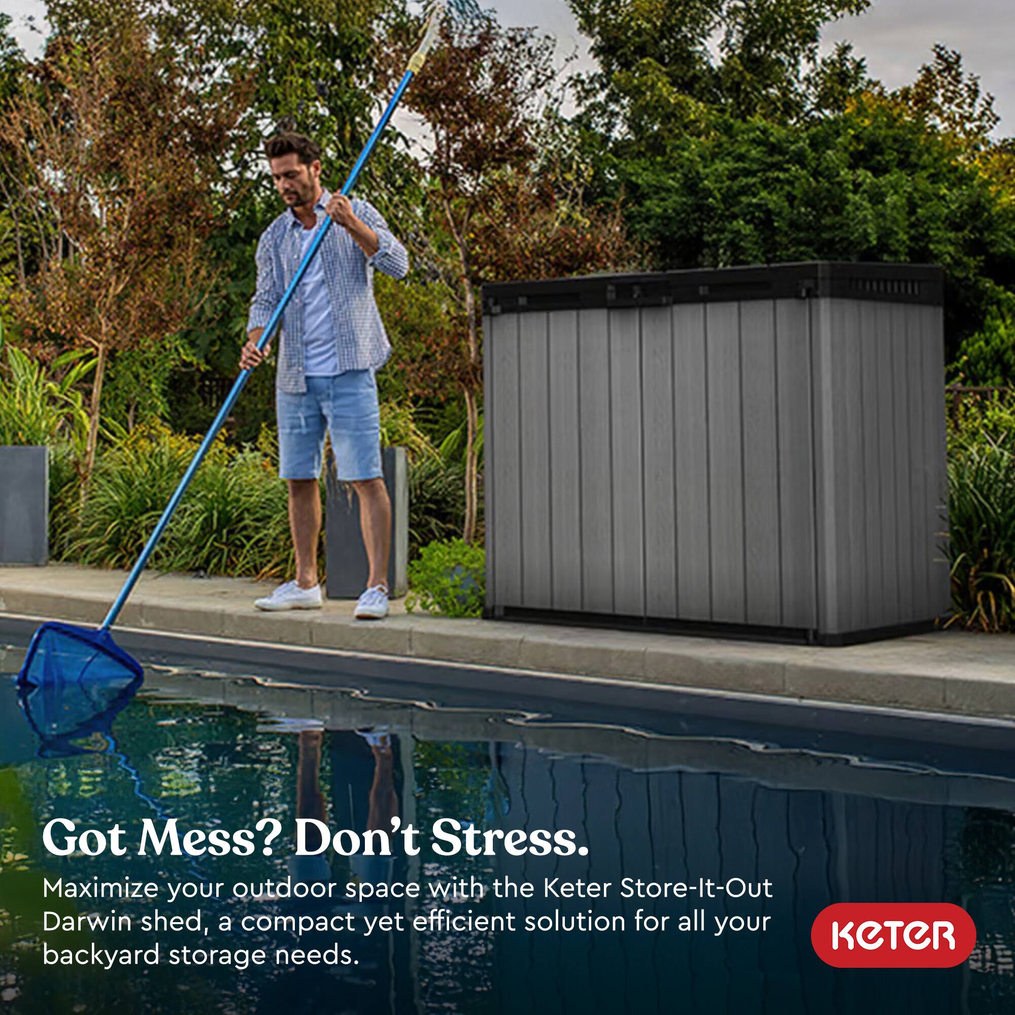 Got Mess? Don't Stress.

Maximize your outdoor space with the Keter Store-It-Out Darwin shed, a compact yet efficient solution for all your backyard storage needs.