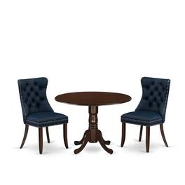 East West Furniture - 3 Piece Modern Dining Table Set Consists of a Round Kitchen Table with Dropleaf - Red