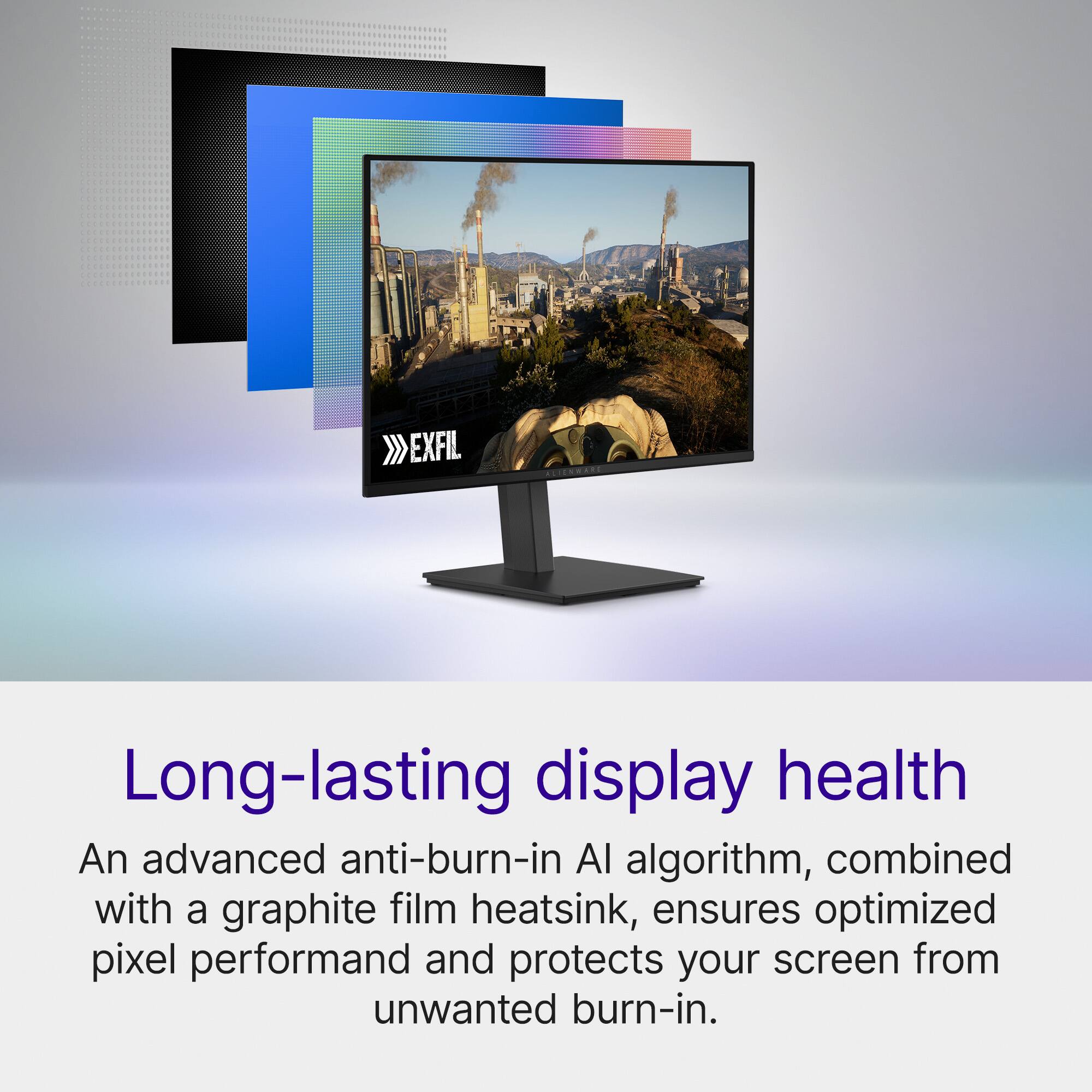 Long-lasting display health  
An advanced anti-burn-in AI algorithm, combined with a graphite film heatsink, ensures optimized pixel performance and protects your screen from unwanted burn-in.