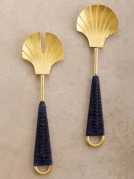 GAURI KOHLI - Vitali Salad Servers - Blue, matte gold