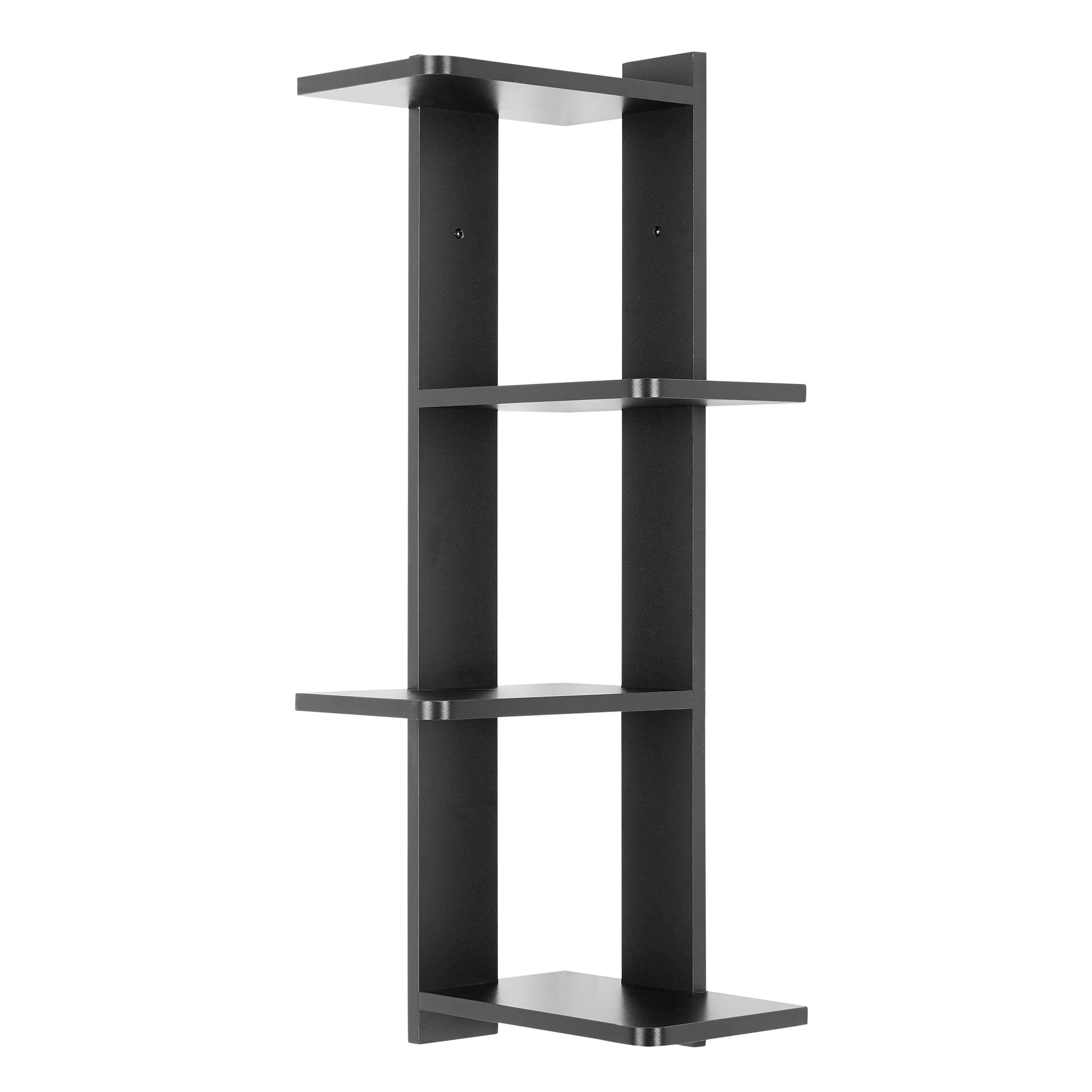 Alt View 9. Danya B - Alvar Corner 4-Tier Floating Ledge Column Wall Shelf - Black - Black.