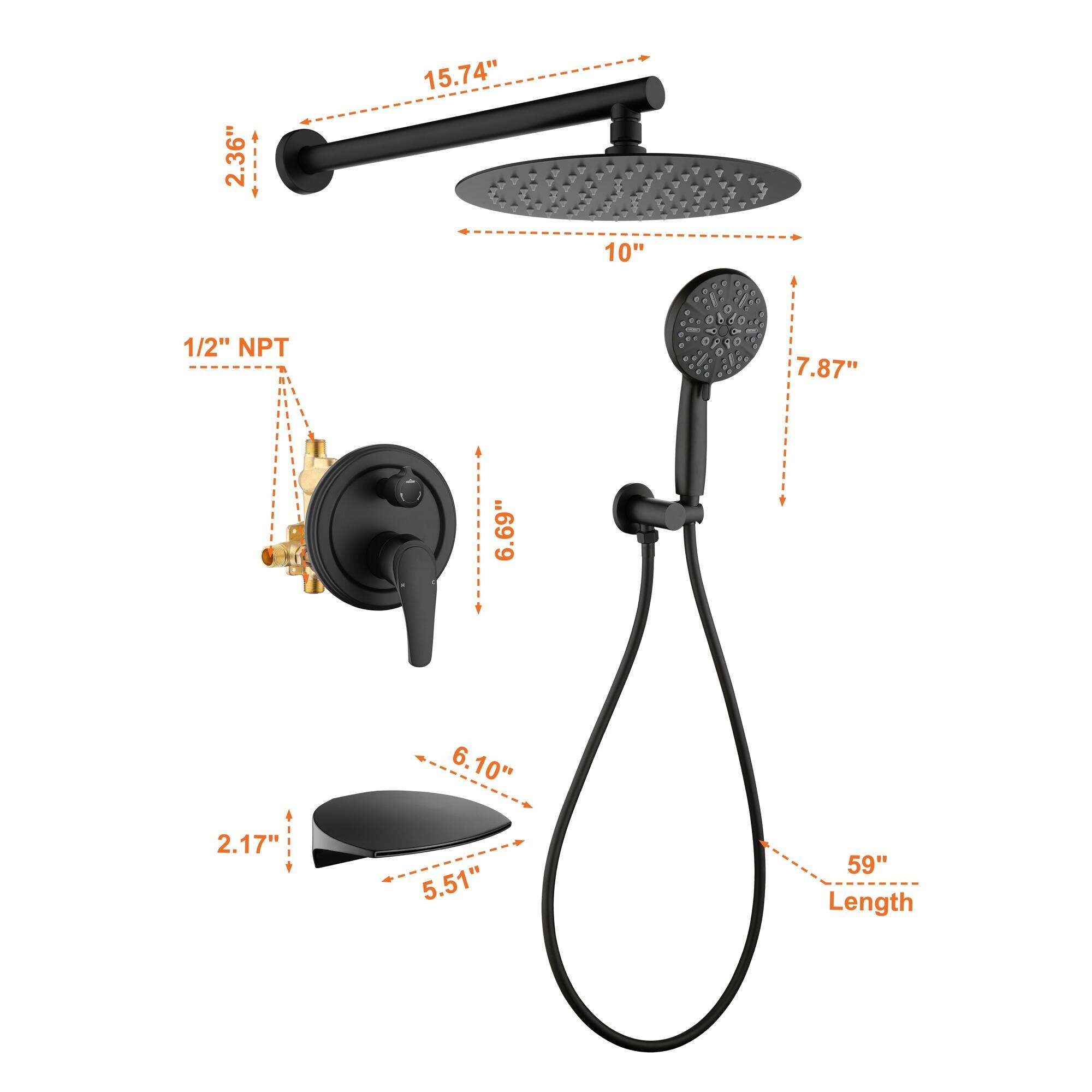 2.36"  
15.74"  
10"  
1/2" NPT  
7.87"  
6.69"  
6.10"  
2.17"  
5.51"  
59" Length