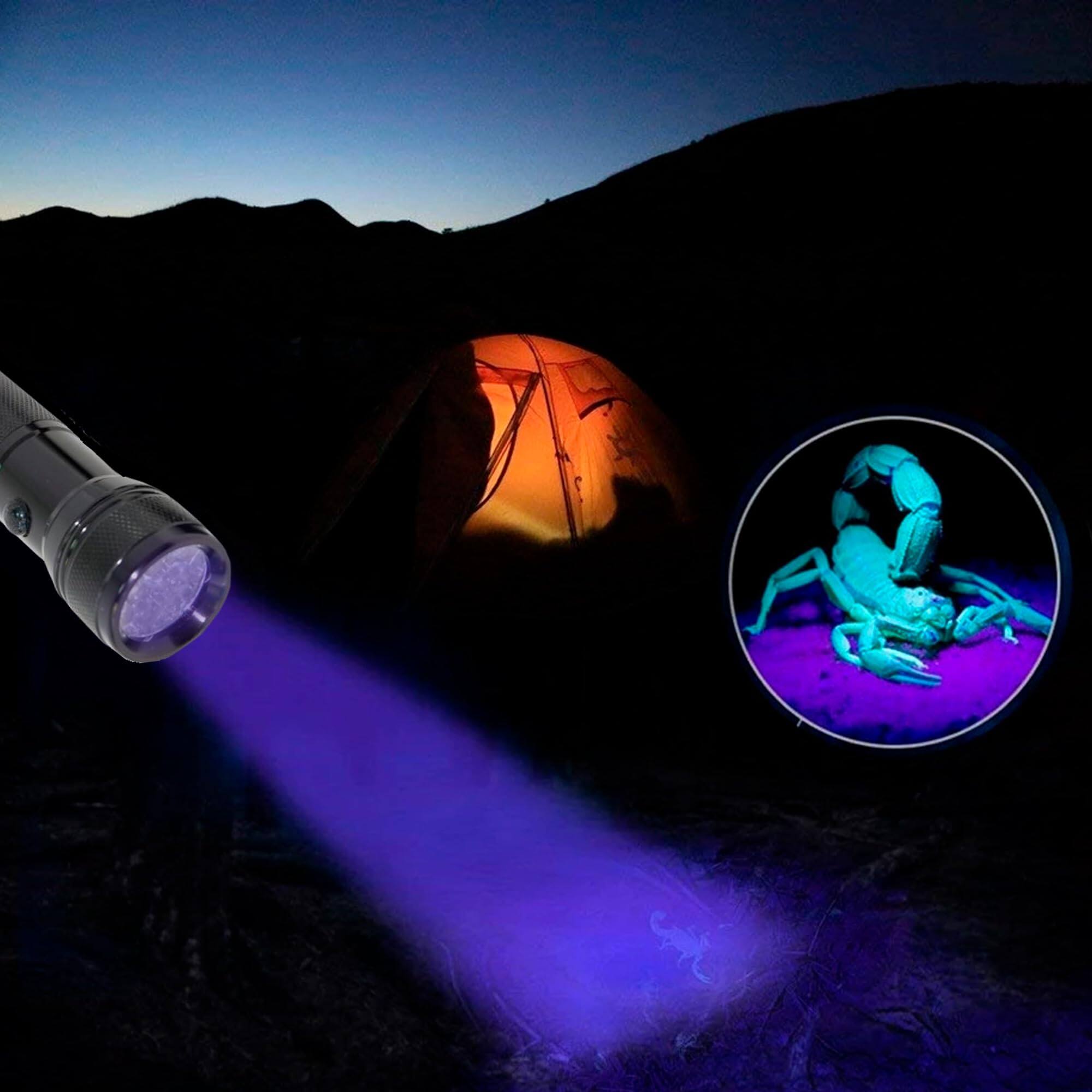 Alt View 2. HQRP - 365 nm UV Blacklight Flashlight 12 LED Aluminum Water-Resistant Leak, Pet Urine, Currency Detection.