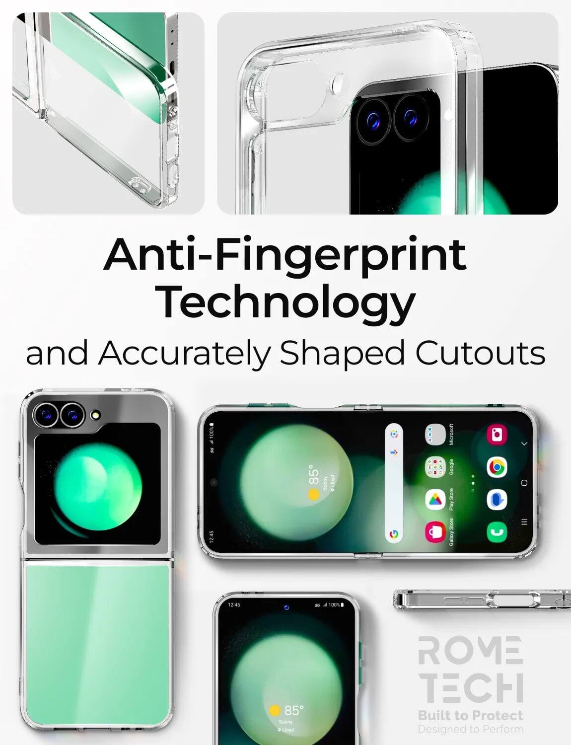 Anti-Fingerprint Technology and Accurately Shaped Cutouts

100% a 12:45 85 Sunmy MIT Microsoh Google I Play ae Galeay 12:45 100% 85 Suny Lned

ROVE TECH Built to Protect Designed to Perform