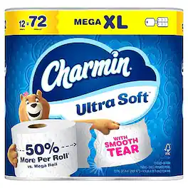 Charmin - Ultra Soft Mega XL Toilet Paper, 2-Ply, White, 312 Sheets/Roll, 12 Rolls/Pack (08471)