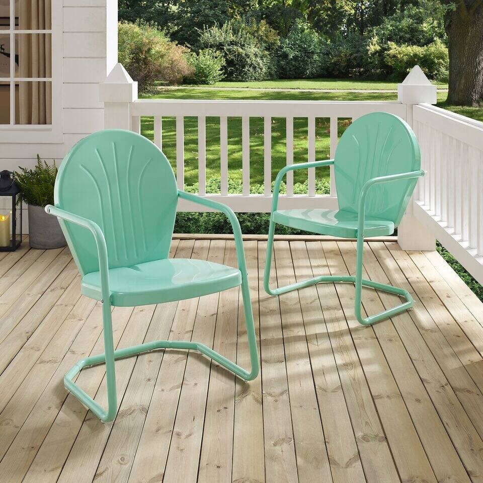 Alt View 6. Crosley Furniture - Griffith Retro Outdoor Chair - Aqua Gloss.