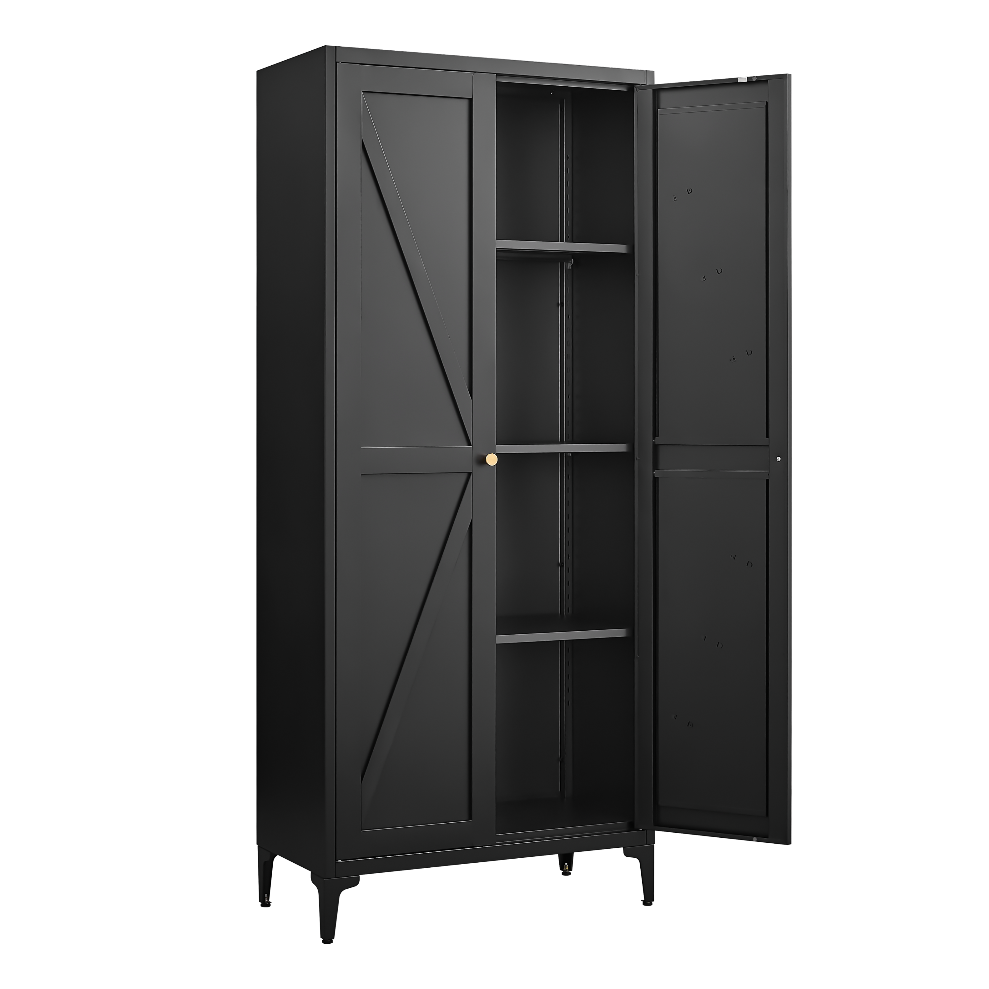 Alt View 3. GOODSILO - Adjustable Metal Storage Cabinet with Double Doors and Customizable Shelves for Kitchen Pantry Organization - Black.