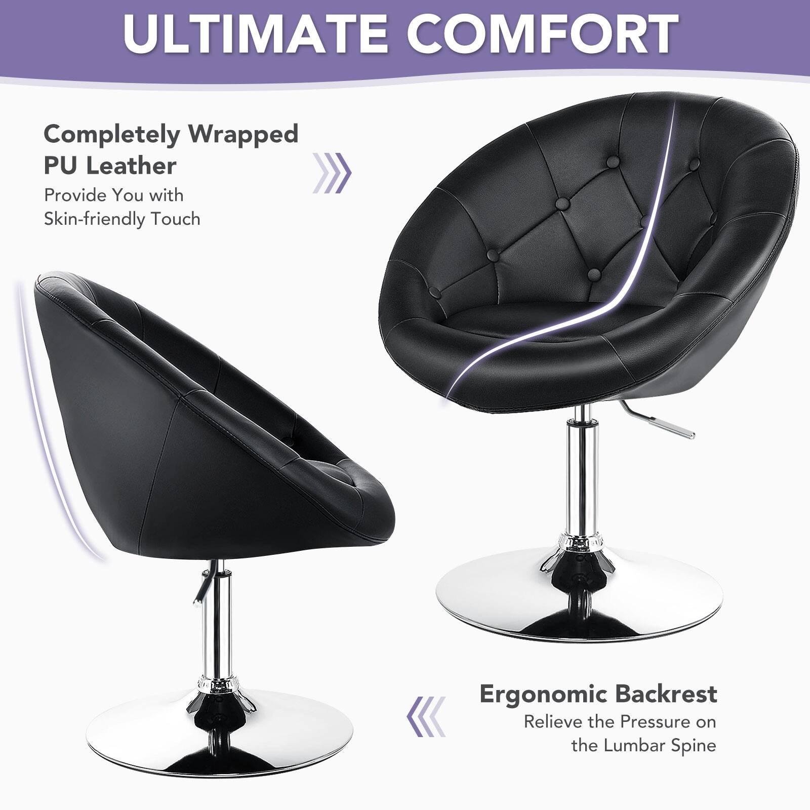 ULTIMATE COMFORT

Completely Wrapped PU Leather
Provide You with Skin-friendly Touch

Ergonomic Backrest
Relieve the Pressure on the Lumbar Spine