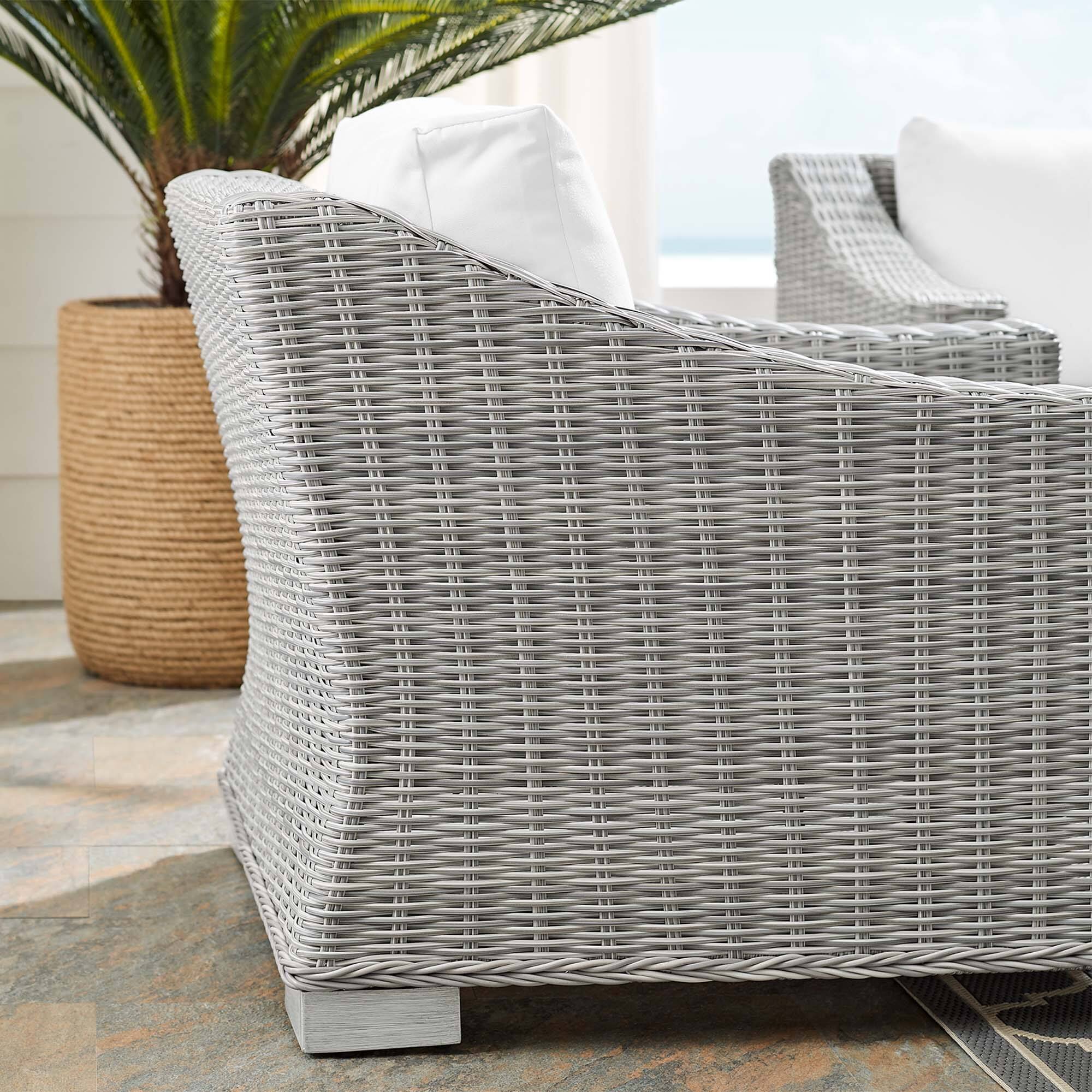 Alt View 5. Modway - Conway Outdoor Patio Wicker Rattan Armchair - Light Gray White.
