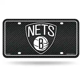 Rico Industries - Brooklyn Nets NBA 12x6 Carbon Fiber Design Metal License Plate Auto Tag - Multi