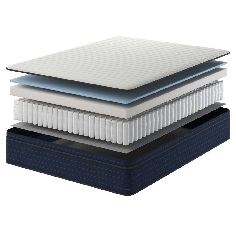 Alt View 2. PDTEND - 10-Inch Medium Firm Queen Hybrid Mattress - Cooling Gel Memory Foam & Pocket Spring - White+Blue.