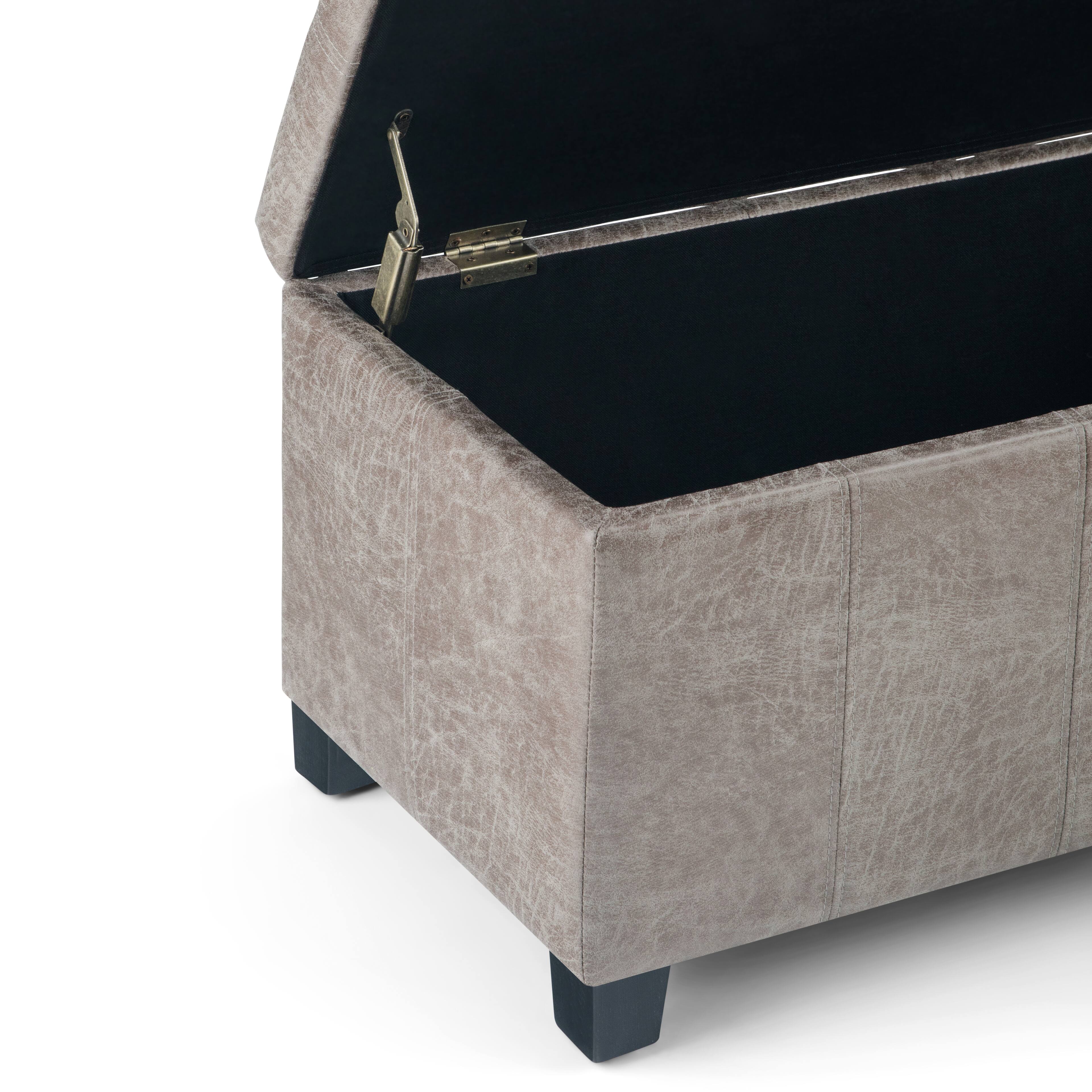 Alt View 16. Simpli Home - Dover 36 inch Wide Contemporary Rectangle Storage Ottoman Bench - Distressed Gray Taupe.