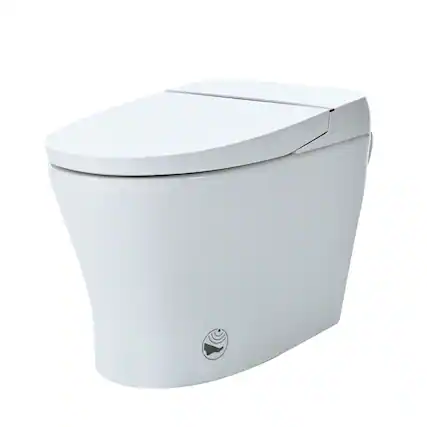 Front. ELEMENT ACE - Smart Toilet with Heated Seat and Foot Sensor Flush, Compact Tankless Design with Dual Flush System and Night Light - White.