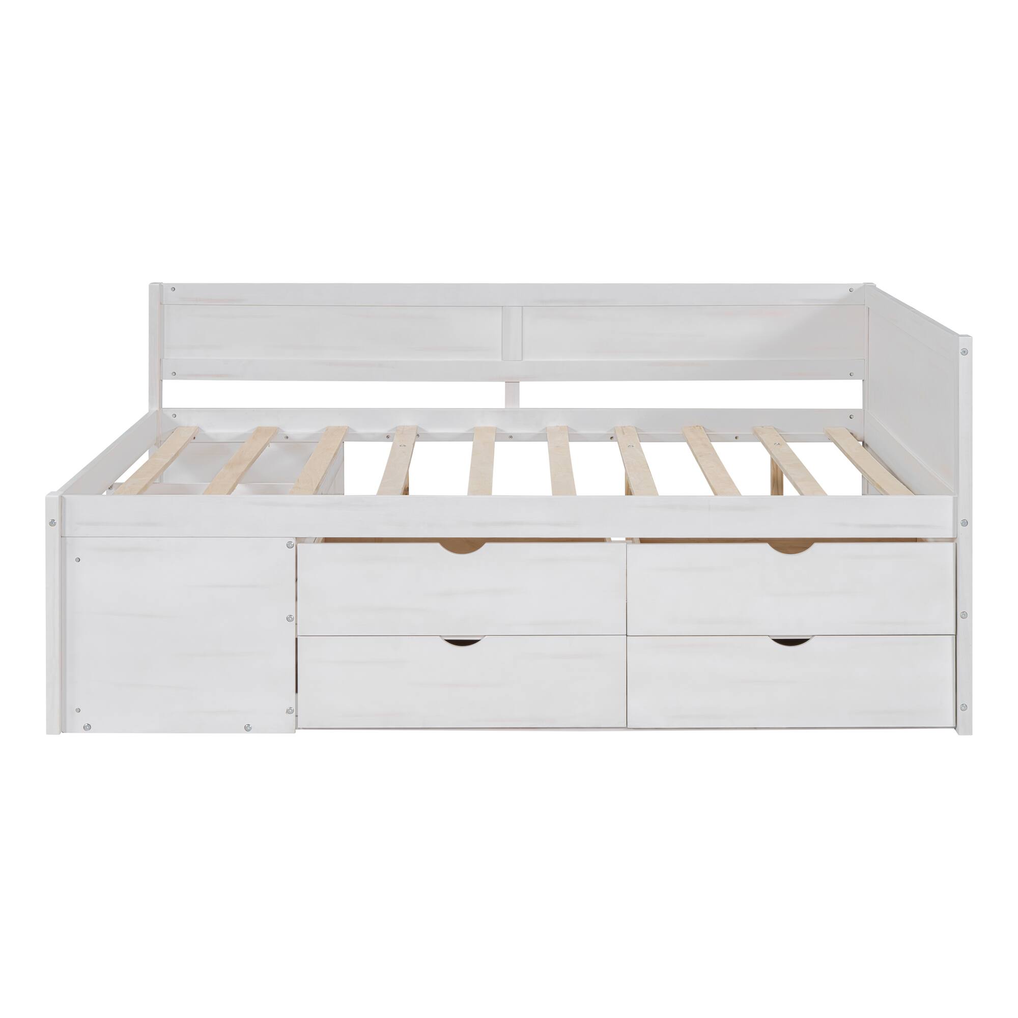 Alt View 2. Tiramisubest - Full Size Daybed with Drawers and Shelves, White - White.