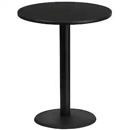 Emma + Oliver - 36" Round Laminate Table Top with 24" Round Bar Height Table Base - Black