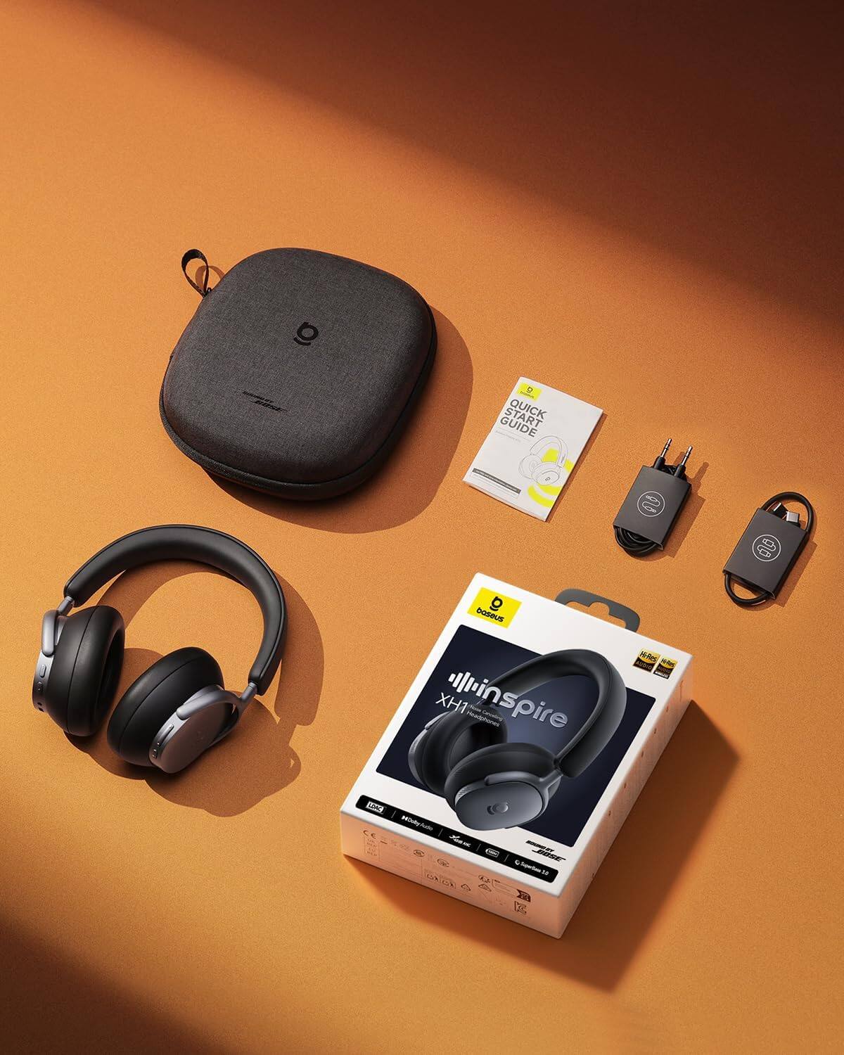 QUICK START GUIDE

Inspire X1 Headphones

- 1 x Inspire X1 Headphones
- 1 x Quick Start Guide
- 1 x USB-C Cable
- 1 x USB-C to USB-A Adapter
- 1 x Carrying Case