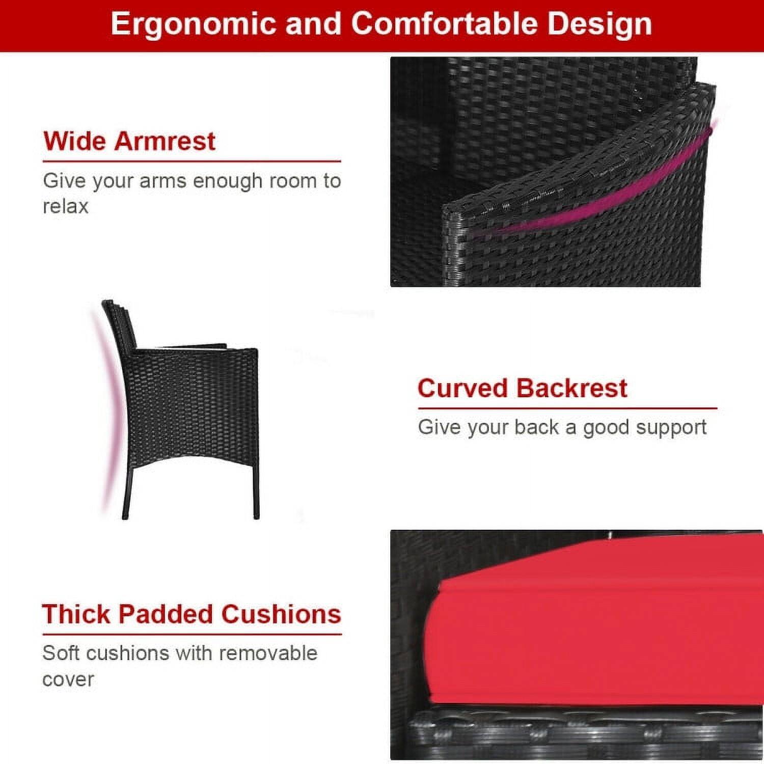 Ergonomic and Comfortable Design

Wide Armrest  
Give your arms enough room to relax

Curved Backrest  
Give your back a good support

Thick Padded Cushions  
Soft cushions with removable cover