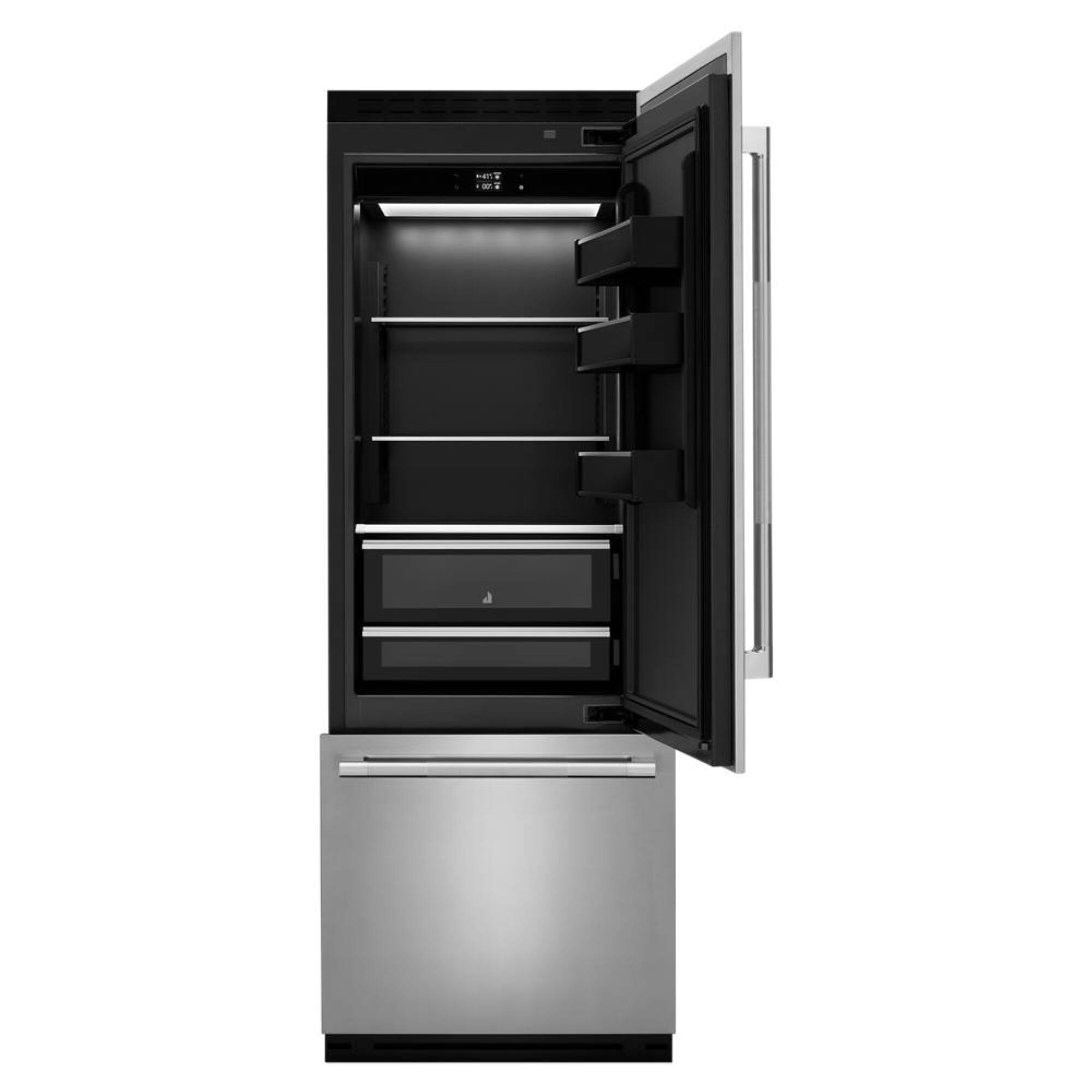 Alt View 1. JennAir - 16.27 Cu. Ft. Bottom-Freezer Refrigerator with Daring Obsidian Finish Interior - Panel Ready.
