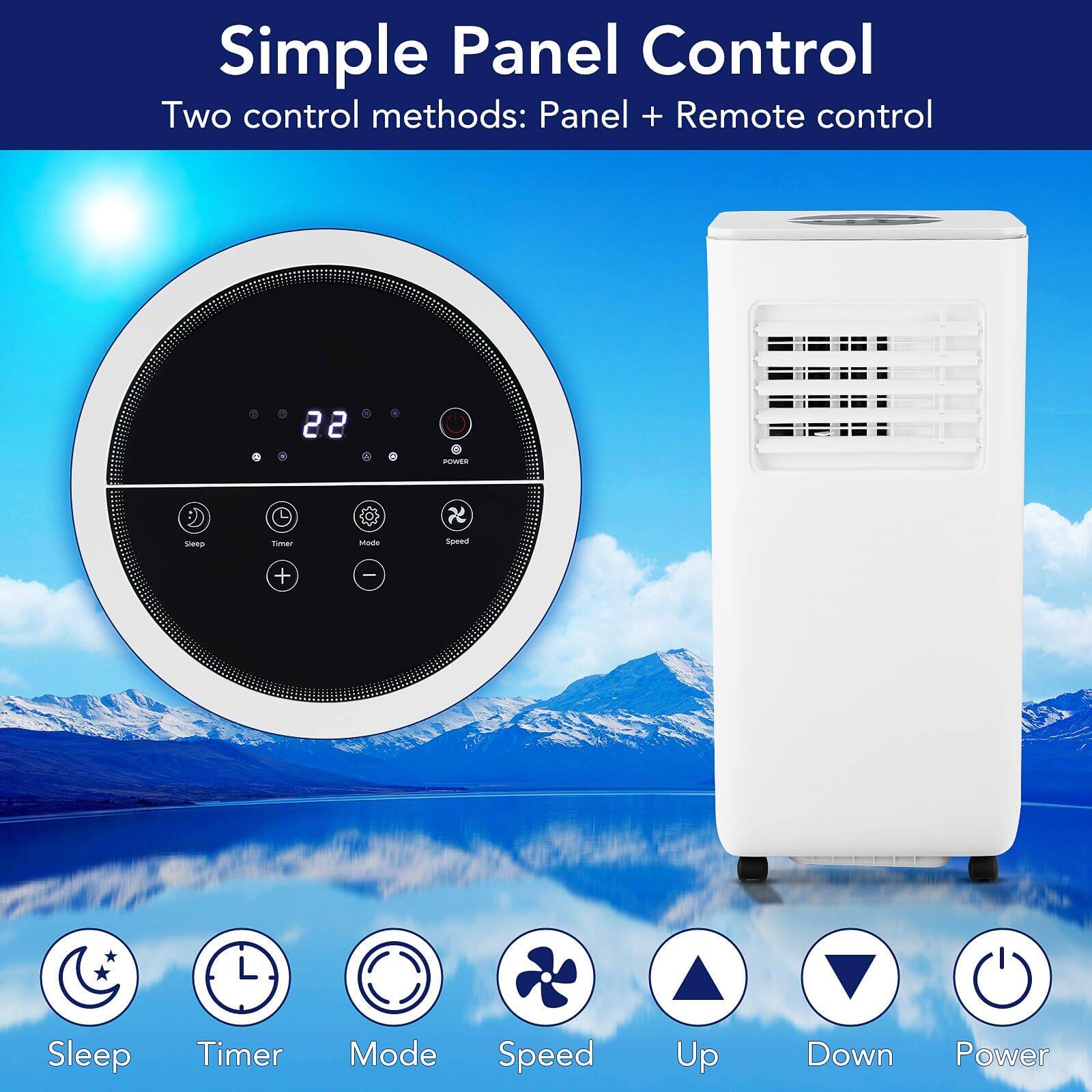 Simple Panel Control  
Two control methods: Panel + Remote control  

Sleep Timer Mode Speed Up Down Power