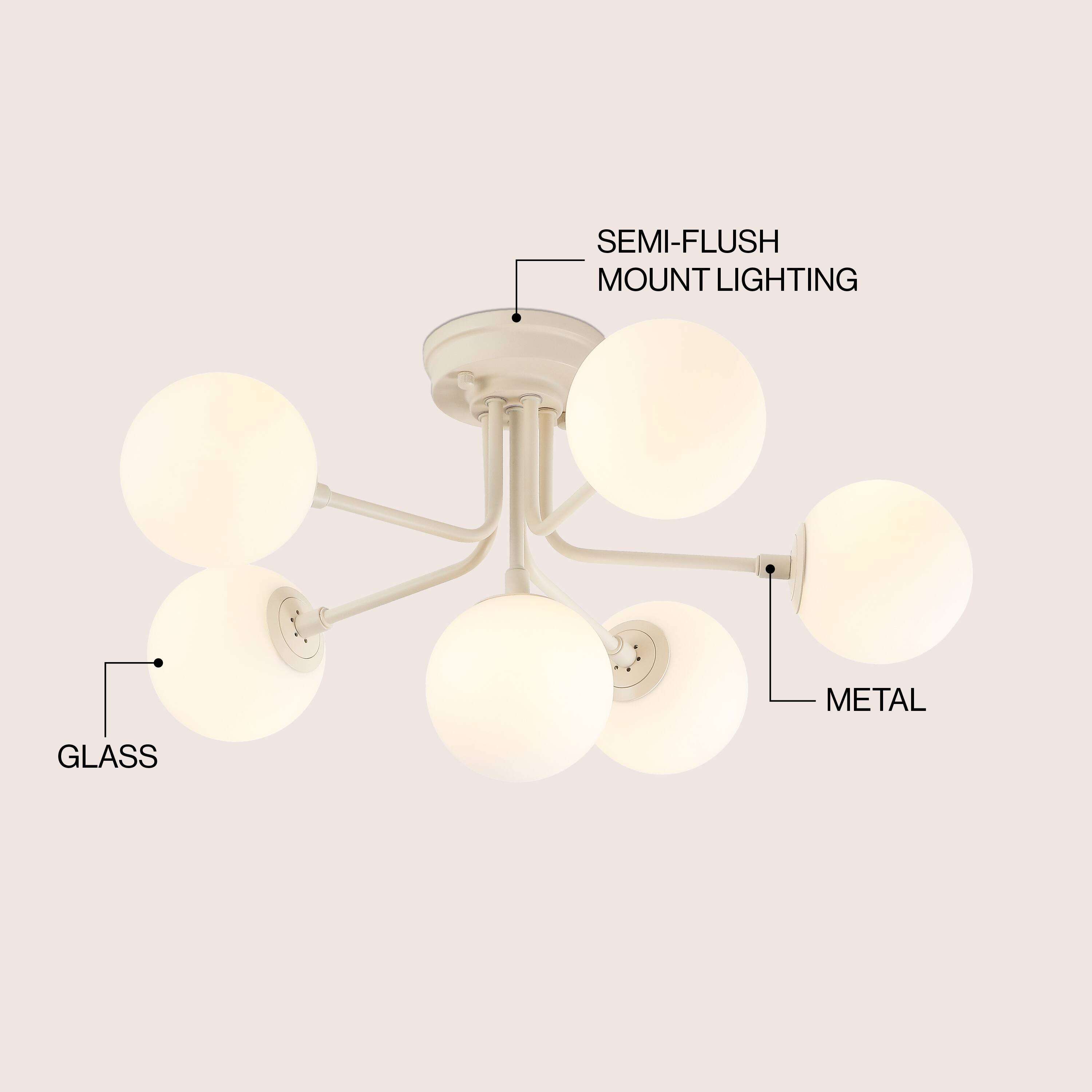 SEMI-FLUSH MOUNT LIGHTING  
METAL  
GLASS