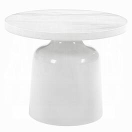 Manhattan Lane - Zayn Round End Table with Pedestal Base, Faux Marble, 22 Inch - White
