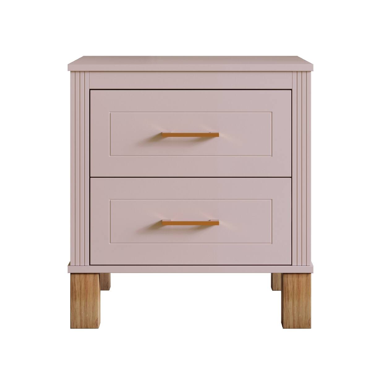 Alt View 8. Loheer - Loheer Pink Two Drawer Nightstand with Fluted Panels for Bedroom - Pink.