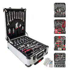 Front. Sugift - 399-Piece Home Repair Tool Box, Tool Set Kit with 4 Drawers And Wheels - Black.