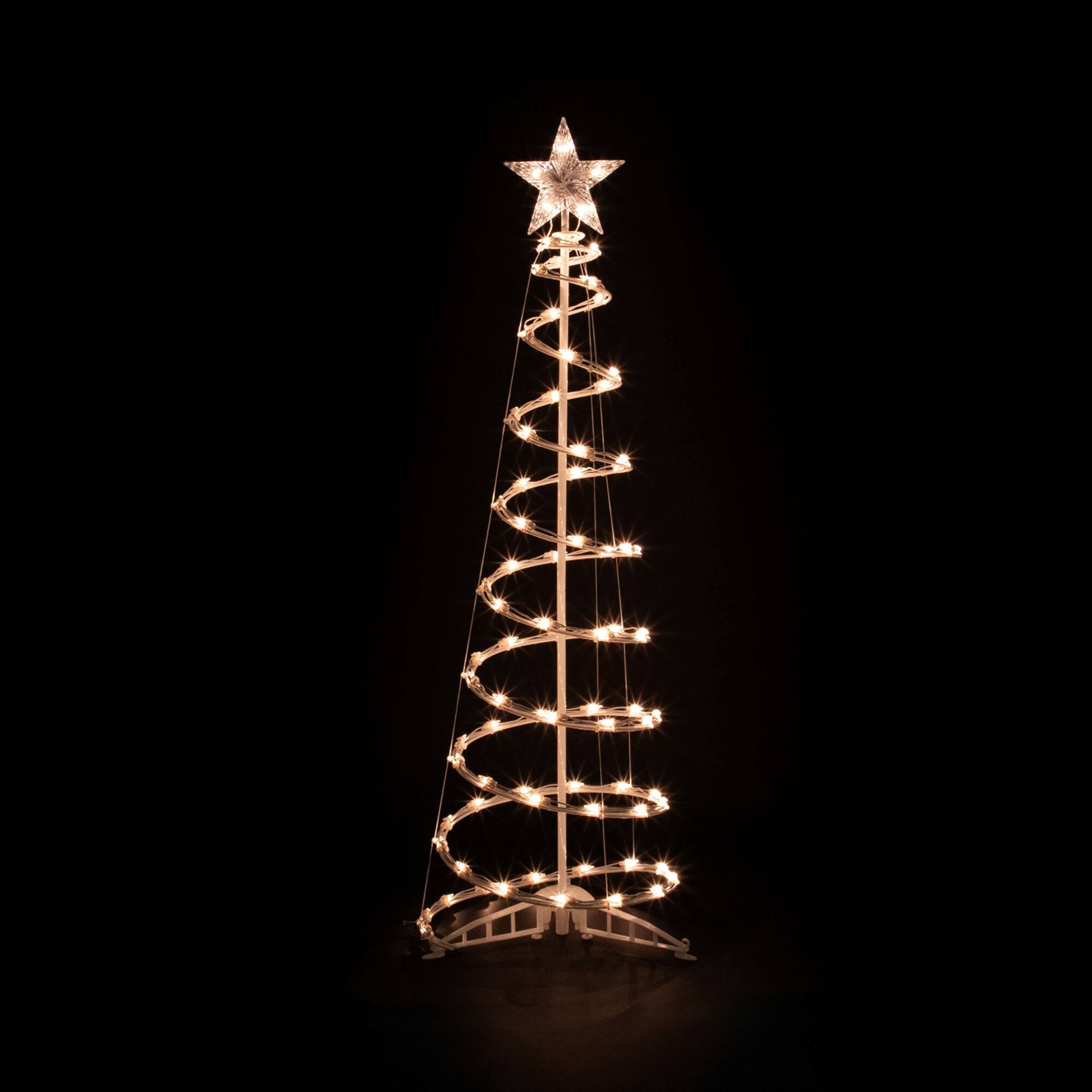 Alt View 4. Northlight - Pre-lit Spiral Outdoor Christmas Trees - 3' 4' and 6' - Clear Lights - Set of 3 - White.